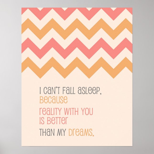 Love quote art print Chevron pattern coral (Front)