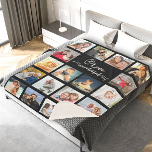 Love Quote Black 18 Photo Collage Sherpa Blanket