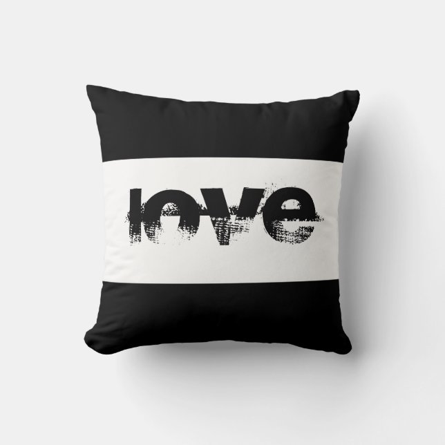 love quote bold text black and white modern style cushion (Front)