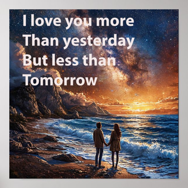 🌊 Love Quote Couple Ocean Romantic Valentine Wall Poster (Front)