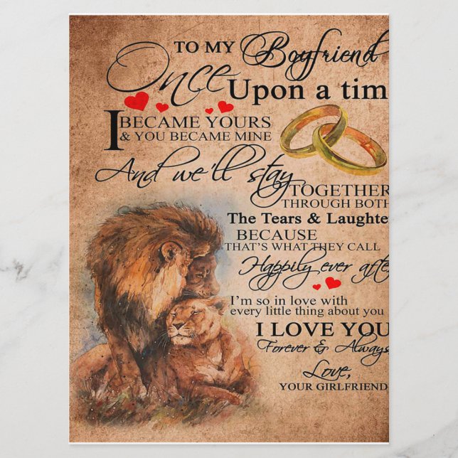 Love Quote For Boyfriend, Boyfriend Birthday Gift Menu (Front)