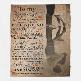 Love Quote For Boyfriend Funny gift for him Fleece Blanket