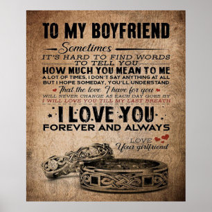 Love Quote For Boyfriend Funny Quotes Present Poster
