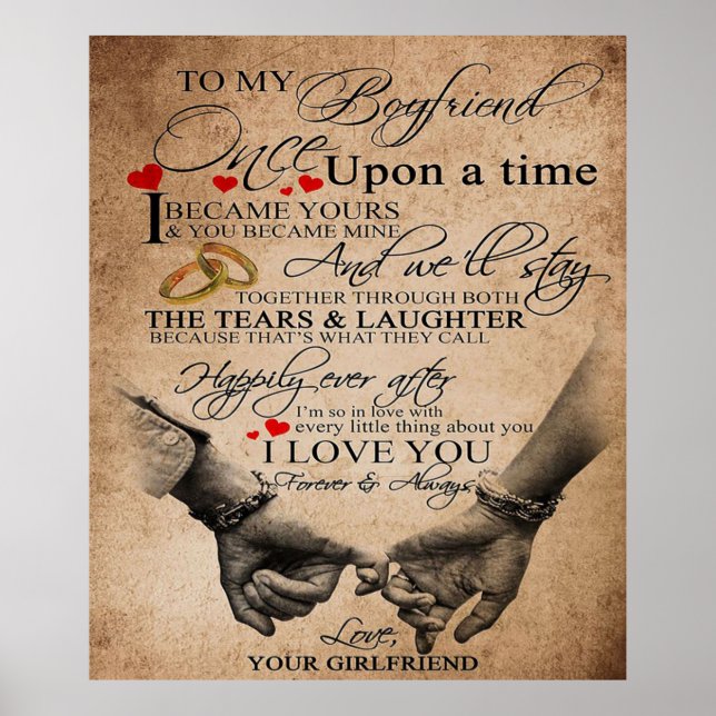Love Quote For Boyfriend | Gift for husband, bf Poster (Front)