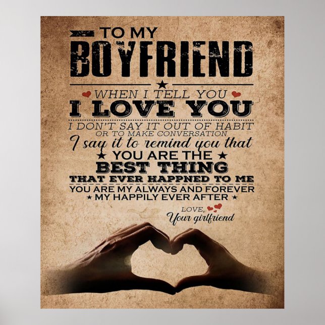 Love Quote For Boyfriend | Gift for husband, bf Poster (Front)