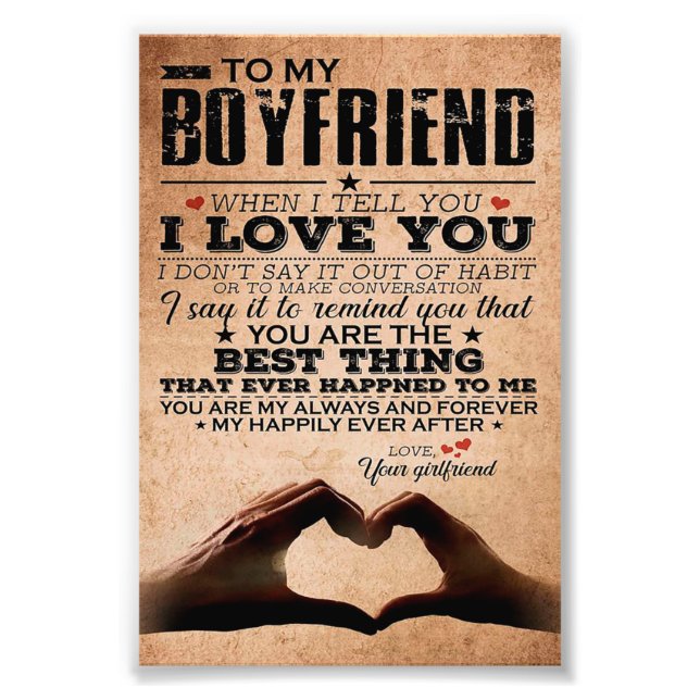 Love Quote For Boyfriend, Husband Love Birthday Photo Print (Front)