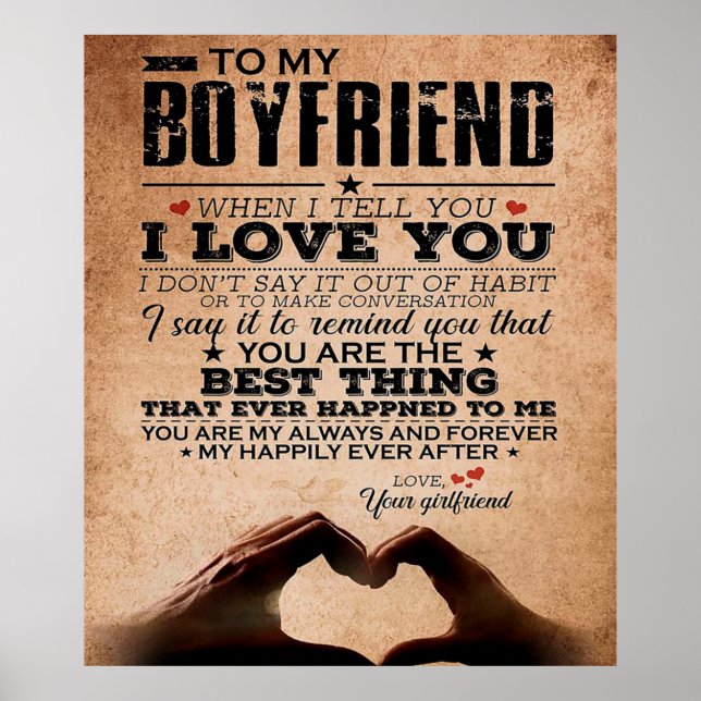 Love Quote For Boyfriend, Husband Love Birthday Poster (Front)