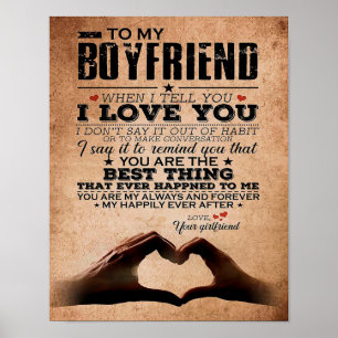 Love Quote For Boyfriend, Husband Love Birthday Poster