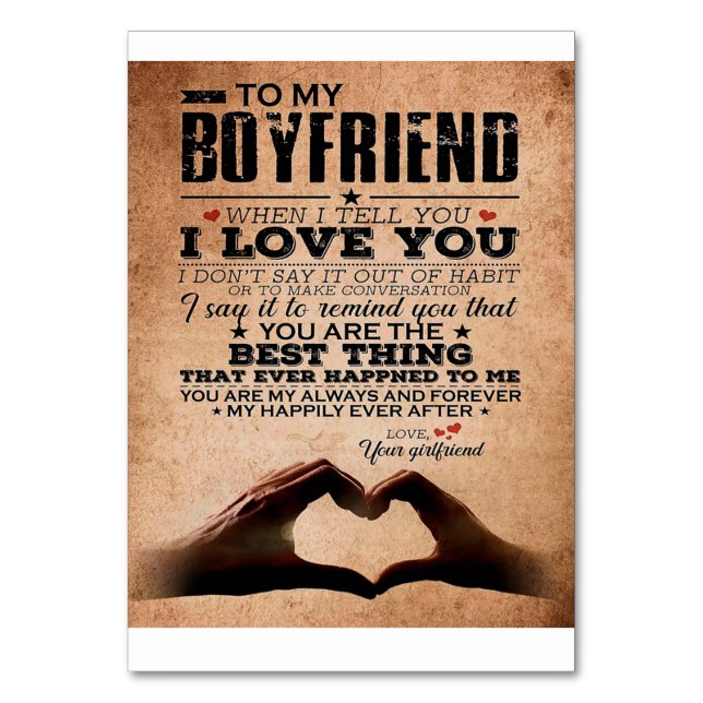 Love Quote For Boyfriend, Husband Love Birthday Table Number (Front)