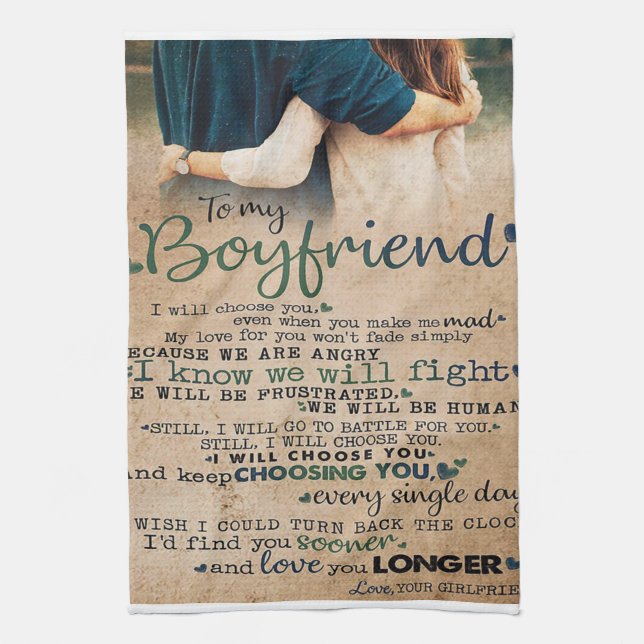 Love Quote For Boyfriend | Trendy Gift Tea Towel (Vertical)