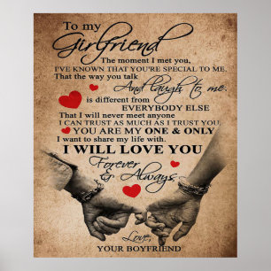 Love Quote For Girlfriend Best Gift For Wife Poster