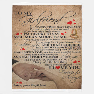Love Quote For Girlfriend | Cute Decor Gift Fleece Blanket