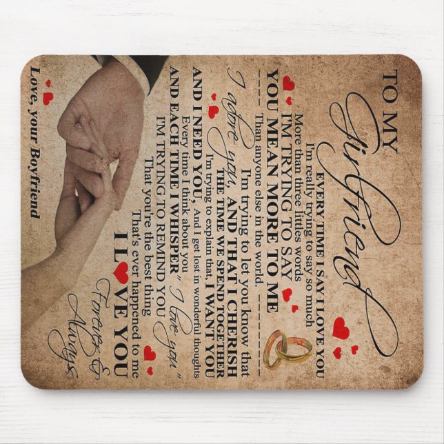 Love Quote For Girlfriend | Cute Decor Gift Mouse Pad (Front)