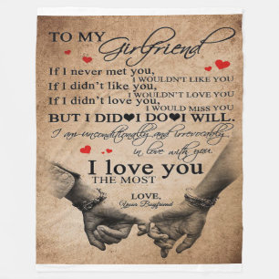 Love Quote For Girlfriend Funny Quotes Gift Fleece Blanket