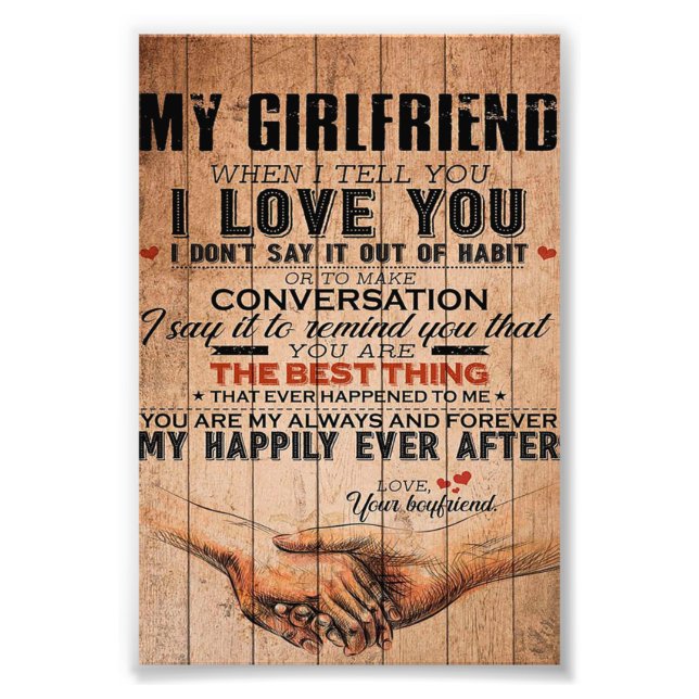 Love Quote For Girlfriend,Girlfriend Birthday Gift Photo Print (Front)