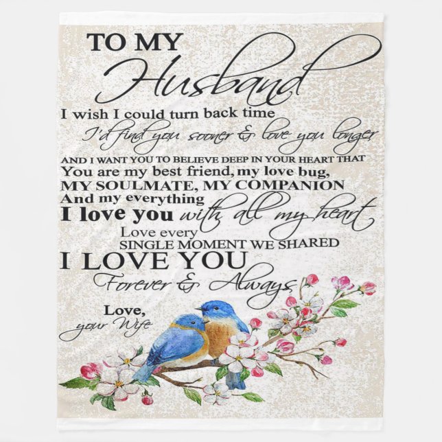 Love Quote For Husband | Cute Decor Fleece Blanket (Front)