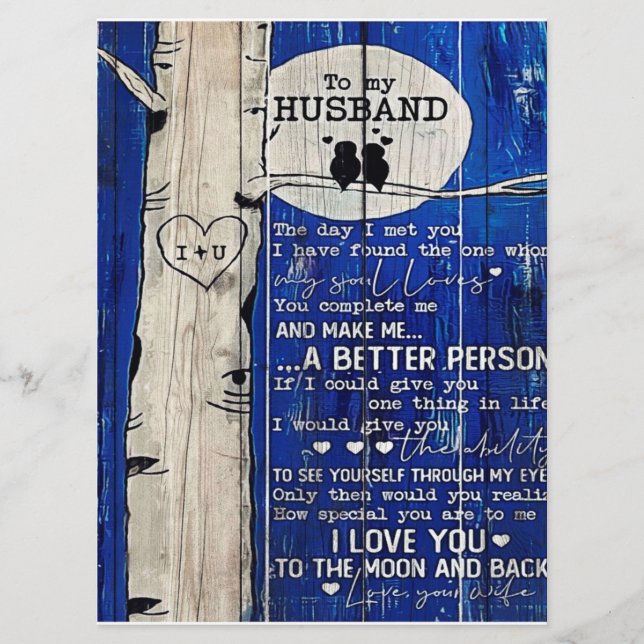 Love Quote For Husband Gift Idea, Husband Birthday Menu (Front)