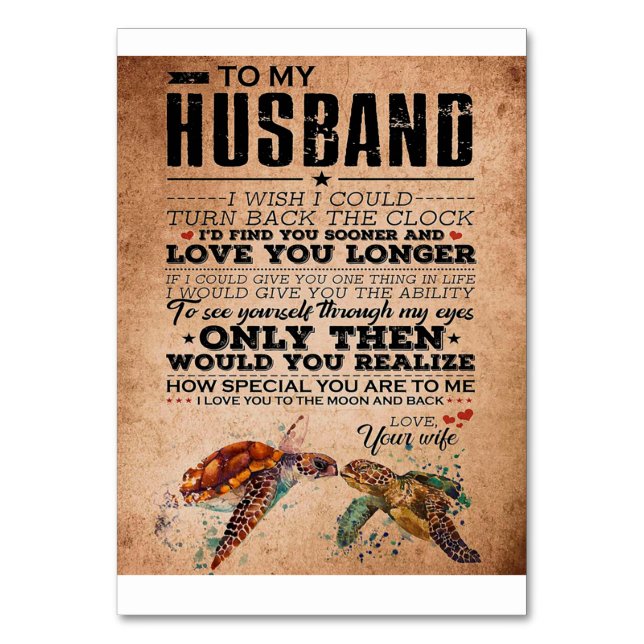 Love Quote For Husband Gift Idea, Husband Birthday Table Number (Front)