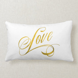 Love Quote Gold Faux Foil Quotes Metallic Wedding Lumbar Cushion