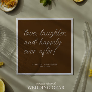 Love Quote Minimal Typographic Brown Cocktail Napkin