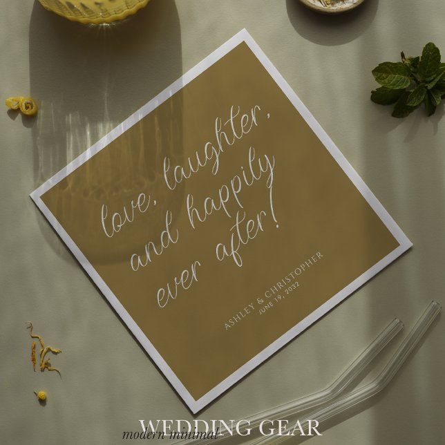 Love Quote Minimal Typographic Gold Cocktail Napkin (Creator Uploaded)