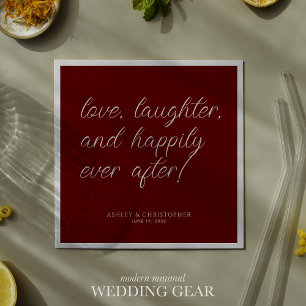 Love Quote Minimal Typographic Red Cocktail Napkin