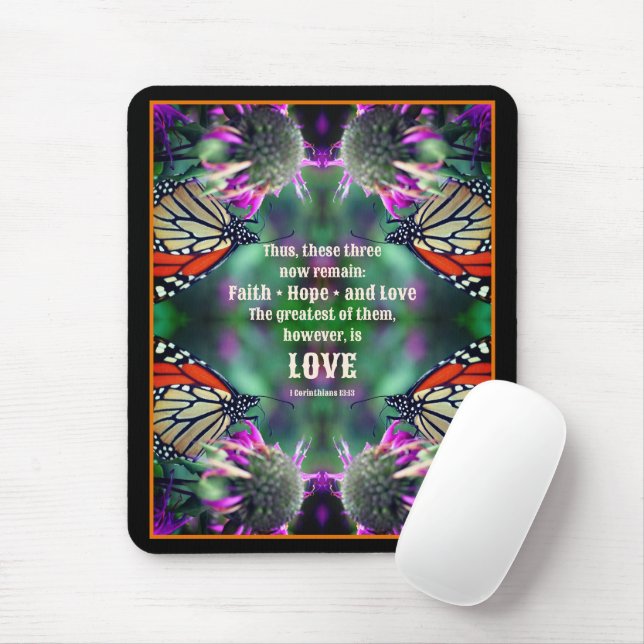 Love Quote Monarch Butterfly Inspirational Mouse Pad (With Mouse)