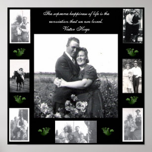Love Quote Photo Framed with Photos Black Green Poster
