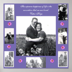 Love Quote Photo Framed with Photos Purple Pink Poster