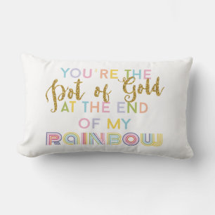Love Quote Rainbow Pot Of Gold Pink Blue Yellow Lumbar Cushion
