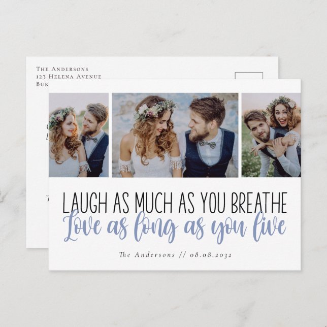 Love Quote Script Photos Wedding Thank You Postcard (Front/Back)