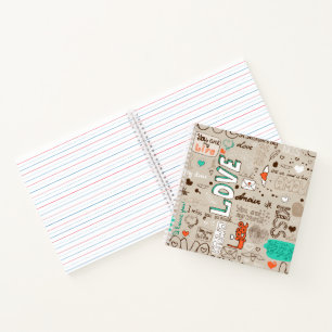 Love Quotes Doodle Pattern Notebook