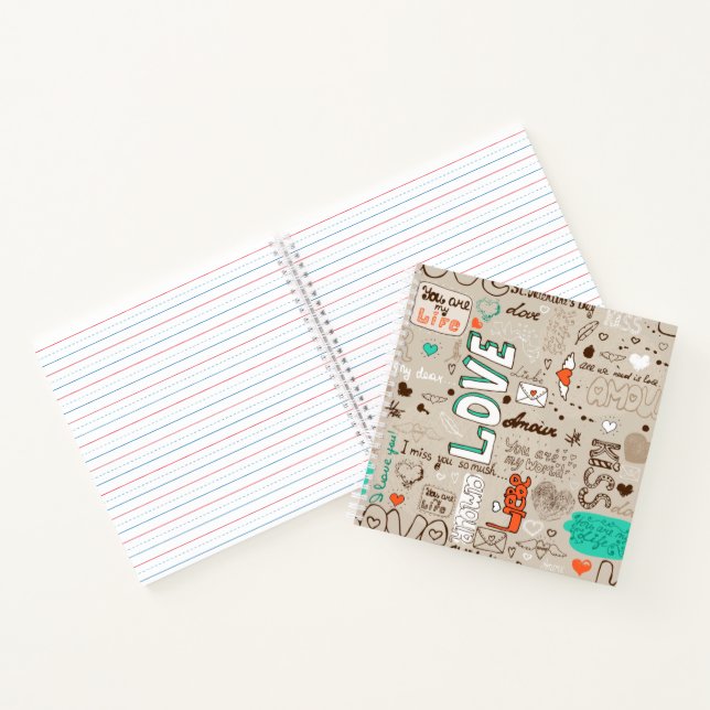 Love Quotes Doodle Pattern Notebook (Inside)