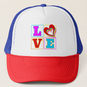LOVE RAINBOW COLORFUL HEARTS  TRUCKER HAT