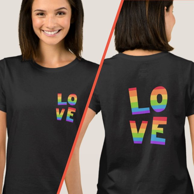 LOVE Rainbow Colors Elegant Front & Back Printing T-Shirt (Creator Uploaded)