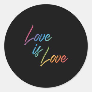 Love Rainbow Colour Cute Happy Positive Quote Grap Classic Round Sticker