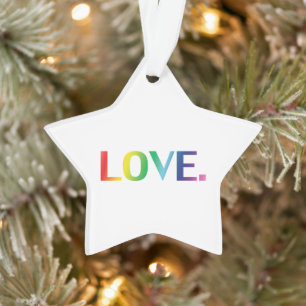 Love rainbow colours gay pride lgbtq Christmas sta Ornament