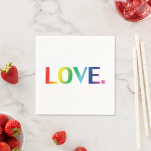 Love, rainbow colours pride lgbt lgbtq gay queer napkin
