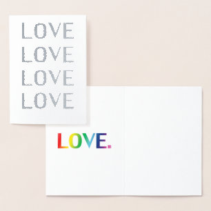 Love rainbow colours typography modern foil card