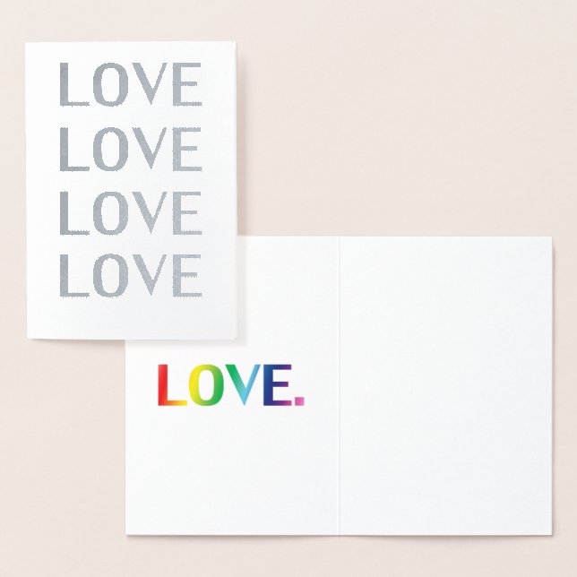 Love rainbow colours typography modern foil card (Display)