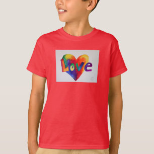 Love Rainbow Heart Art Inspirational Word Shirts