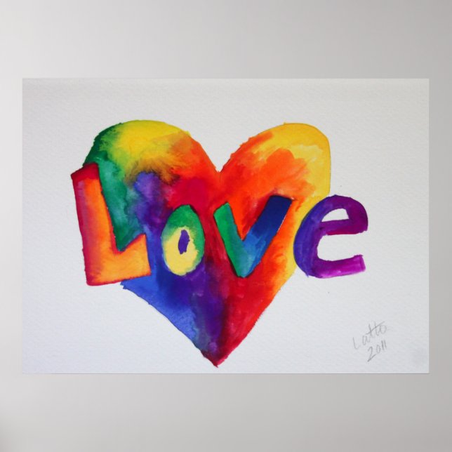 Love Rainbow Heart Art Painting Poster Print (Front)