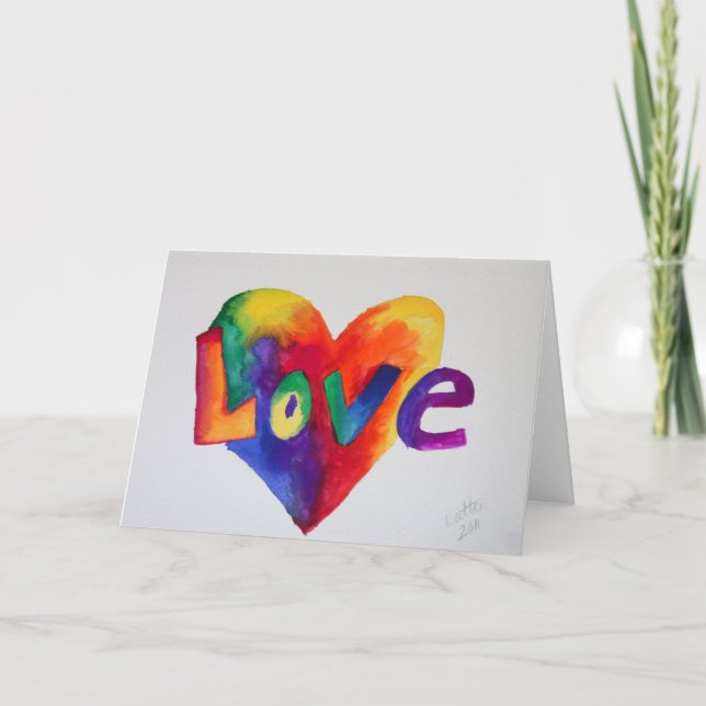 Love Rainbow Heart Greeting Card or Note Cards (Front)