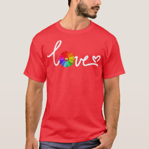 LOVE Rainbow Heart LGBT Gay Pride Sunflower LGBTQ  T-Shirt