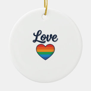 Love Rainbow Heart Pride Vector Shirt Design_1 Ceramic Ornament