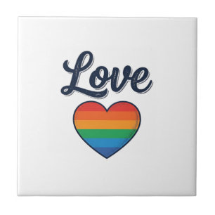 Love Rainbow Heart Pride Vector Shirt Design_1 Ceramic Tile