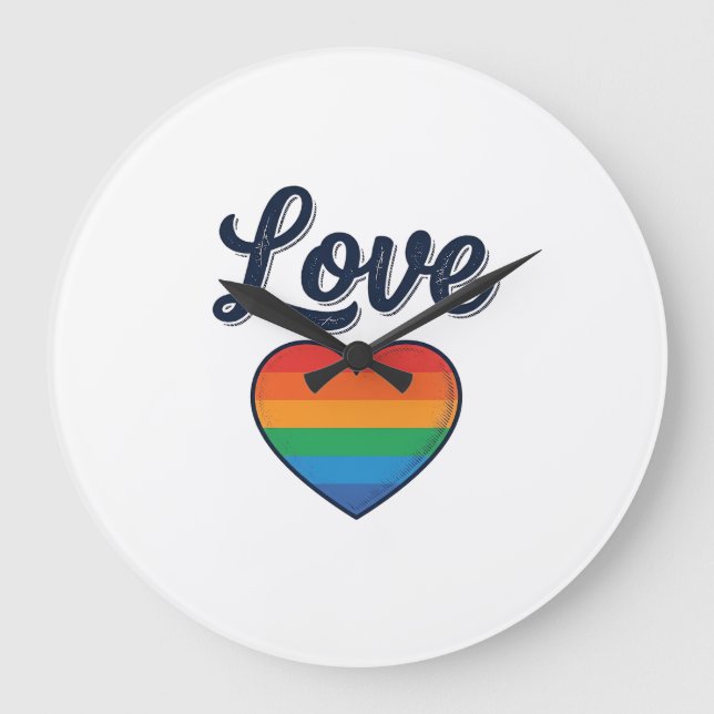 Love Rainbow Heart Pride Vector Shirt Design_1 Large Clock (Front)