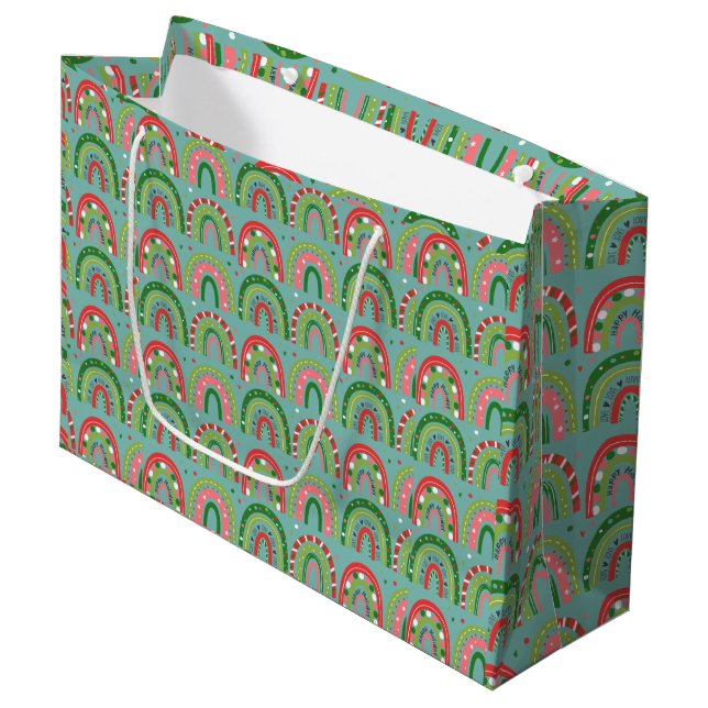 Love Rainbow  Large Gift Bag (Front Angled)