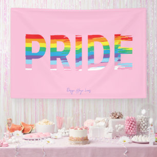 LOVE Rainbow LGBTQIA Flag, Pride Party Pink Banner