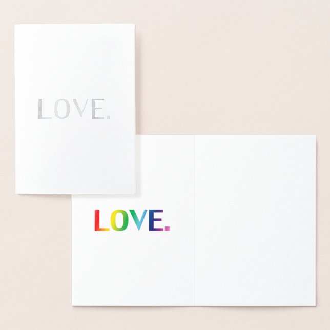 Love rainbow modern typography minimalist foil card (Display)